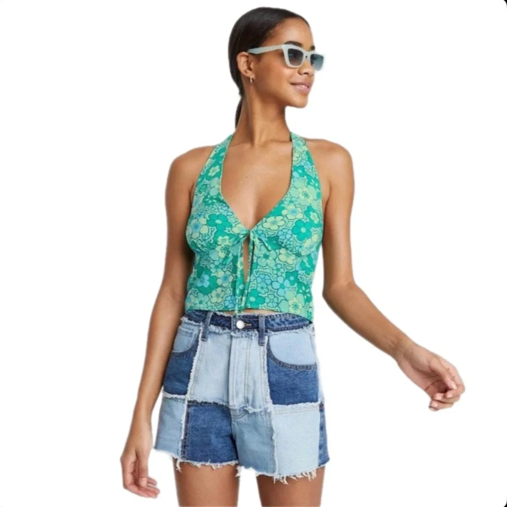 Wild Fable Womens Green Halter Fly Away Top - Picture 2 of 7